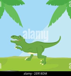 Vektor-Illustration eines gemeinen Tyrannosauren rex t rex Dinosaurier. Dino. Niedlichen Cartoon grünen Dinosaurier Stock Vektor