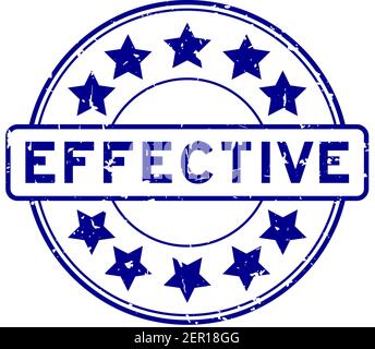 Grunge blau effective Wort mit Stern-Symbol rund Gummidichtung Stempel auf weißem Hintergrund Stock Vektor