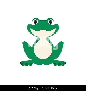 Vektor-Illustration grün, niedlichen kleinen Frosch auf Seerosenblatt sitzen Stock Vektor