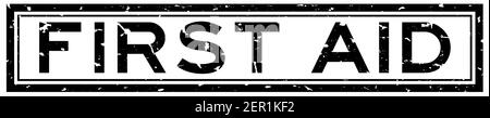 Grunge schwarz erste Hilfe Wort quadratische Gummidichtung Stempel auf Weißer Hintergrund Stock Vektor