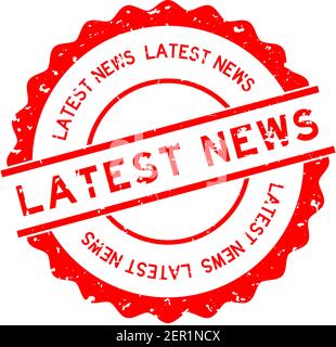 Grunge rot neueste Nachrichten Wort rund Gummi-Siegel Stempel auf Weißer Hintergrund Stock Vektor