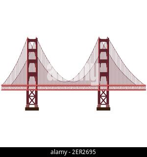 Vector Illustration San Francisco Golden Gate Bridge Symbol auf weißem Hintergrund. Uns Wahrzeichen. Die Vereinigten Staaten von Amerika. Von der Seite. Flat Style Stock Vektor