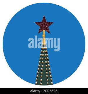 Vektor-Illustration Spasskaya Turm des Kremls in Moskau. Kreml Turm mit Uhr in Moskau flache Ikone Stock Vektor