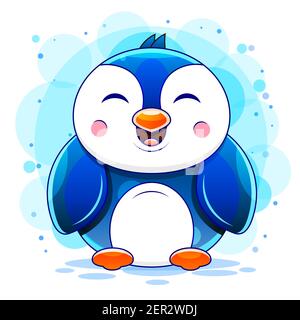 Niedlichen Pinguin Cartoon winken Stock Illustration auf einem weißen Hintergrund. Für Design, Dekoration, Stock Vektor