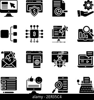 Solid Icons Pack für Finanzen und eBusiness Stock Vektor