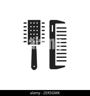 Haarbürsten schwarzes Glyphen-Symbol. Friseur. Barbershop. Vektorgrafik Stock Vektor