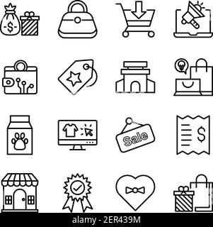 Pack von Shopping und Commerce Linear Icons Stock Vektor