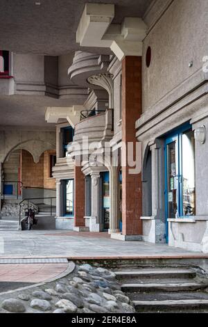 Eingang Schlümpfe Haus, Genf Architektur, Schweiz Stockfoto