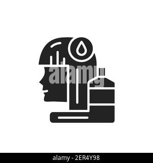 Waschkopf, schwarzes Glyphensymbol. Friseur. Vektorgrafik Stock Vektor