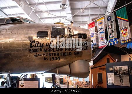 Pooler, GA - Feb 18 2021: Die Stadt Savannah B-17 Flying Fortress Stockfoto