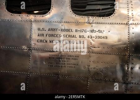 Pooler, GA - Feb 18 2021: Die Stadt Savannah B-17 Flying Fortress Stockfoto