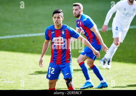 Yoshinori Muto von SD Eibar während der spanischen Meisterschaft La Liga Fußballspiel zwischen SD Eibar SAD und SD Huesca am 27. Februar 2021 im Ipurua Stadion in Eibar, Spanien - Foto Inigo Larreina / Spanien DPPI / DPPI / LiveMedia Stockfoto