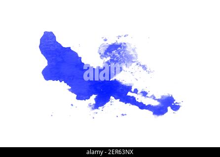 Blau Aquarell verschütteten Pinsel isoliert auf weiß für Kunst-Design Stockfoto
