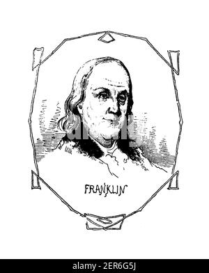 Halblanges Porträt von Benjamin Franklin, einem der Gründungsväter der Vereinigten Staaten. Geboren am 17. Januar 1706 in Boston, Massachusetts Bay, USA Stockfoto