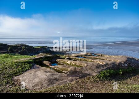 Steingräber aus dem 11th. Jahrhundert in Heysham, Lancashire, Großbritannien Stockfoto