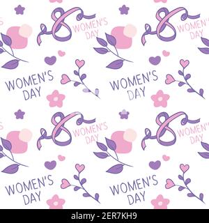 8. märz, internationaler Frauentag Themen nahtlose Muster aus handgezeichneten Vektor-Illustrationen gemacht. Stock Vektor