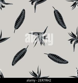 Nahtloses Muster mit handgezeichneter stilisierter strelitzia Stock Vektor
