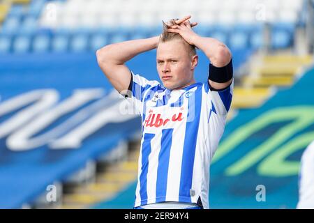 Odense, Dänemark. Februar 2021, 28th. Jeppe Tverskov (6) von ob während des Superliga-Spiels 3F zwischen Odense Boldklub und Randers FC im Naturpark Odense. (Foto Kredit: Gonzales Foto/Alamy Live News Stockfoto