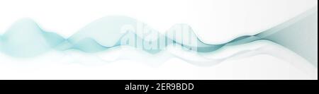 Blaue Wellen horizontal. Abstraktes Wellenmuster über Weiß. Stilisierte türkisblaue Linie Hintergrund. Geschwungene wellige Linien, horizontale Darstellung Stockfoto