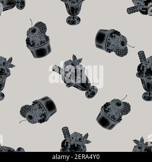 Nahtloses Muster mit handgezeichneten stilisierten Eisschüsseln Stock Vektor