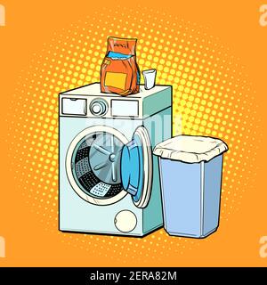 Waschmaschine und Waschpulver Stock Vektor