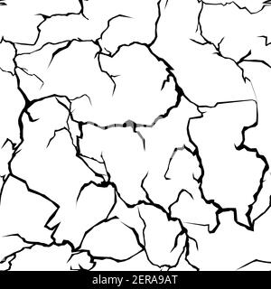 Risse abstraktes Muster, zerbrochene Erde Textur, Wüste karges Land, beschädigte Wand Stock Vektor
