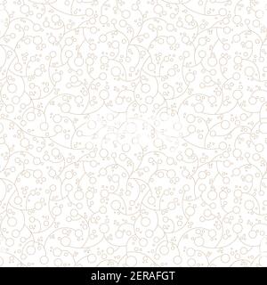 Beige Blatt nahtlose Textur floralen Muster. Vector Braune Blätter und Sprossen. Illustrierter Hintergrund. Print für Textilgewebe oder Web. Weiß Stock Vektor