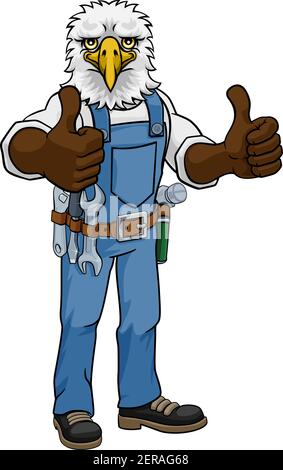 Eagle Construction Cartoon Mascot Handyman Stock Vektor
