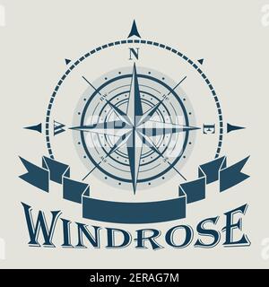 Corporate Emblem mit windrose und Band Illustration Stock Vektor