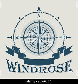 Corporate Emblem mit windrose und Band Illustration Stock Vektor