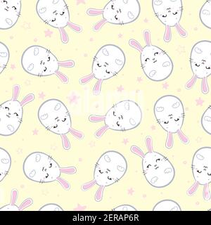 Kaninchen hält ein riesiges Herz. Muster.Rosa Hintergrund.für Drucke, Buchillustrationen, Verpackungsmaterial, Textilien.Vektor-Illustration. Stock Vektor