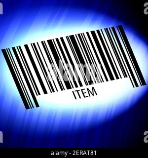 Artikel - Barcode mit futuristischem blauen Hintergrund Stockfoto