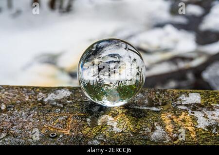 Muskoka Falls und Bracebrige Conservation Area Algonquin Highlands Bracebridge Ontario Kanada im Winter Stockfoto