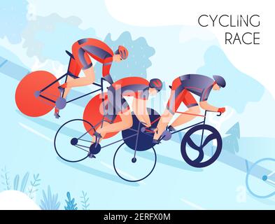 Gruppe von Radfahrern in hellen Sport tragen während des Radrennens Auf Natur Hintergrund Vektor Illustration Stock Vektor