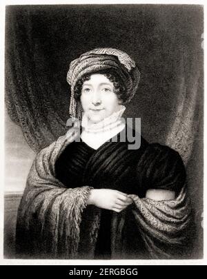 1815 Ca, USA : die amerikanische First Lady DOLLY Tod MADISON Payne ( Dolly - 1768 - 1849 ). Verheiratet im Jahr 1794 mit US-Präsident James Madison ( 1751 - 1936 ). Porträt gestochen von John Sartain aus original Gemälde von Joseph Wood . - DOLLY - First Lady der Vereinigten Staaten - POLITIK - POLITIKER - POLITIK - POLITIK - USA - ritratto - Portrait - MODE - MODA - OTTOCENTO - 800 's - '800 - Kragen - colletto - Turban - Turbante - scialle - Schal - Wrap - pizzo - Spitze --- Archivio GBB Stockfoto