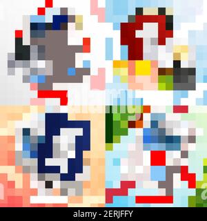 Reisen Sie mit dem Flugzeug und Meer 2x2 Werbung Design-Konzept mit Biometrische Pass-Modelle und Visa-Stempel realistische Symbole Vektor-Illustration Stock Vektor