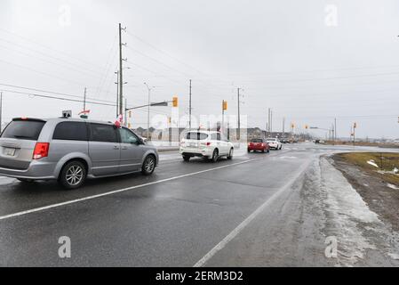 Brampton, ONTARIO/KANADA - 28th Sonntag, 2021. Februar : die indische Diaspora in Kanada organisiert eine Tiranga-Kundgebung für stärkere Verbindungen zwischen Indien und Kanada zu einer Zeit, in der Indien Kanada mit Impfstoffen im Wert von #COVID19 in Brampton, Kanada, hilft. Stockfoto