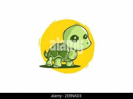 Grün gelb Walking Schildkröte Illustration Design Stock Vektor