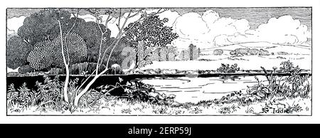 Dekorative Landschaft Tailpiece Design von Maler und Radierer Roy Gill Von Colchester von 1900 das Studio ein Illustriertes Magazin von Fein und angewendet A Stockfoto