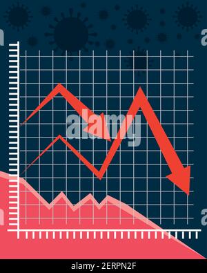 Diagramm für den wirtschaftlichen Abschwung führt zu Geschäftsabbrüchen Stock Vektor