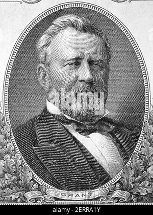 Ulysses S. Grant ein Porträt aus altem amerikanischem Geld Stockfoto