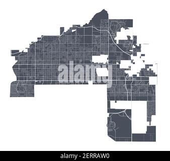 Mesa-Karte. Detaillierte Vektorkarte von Mesa Stadt Verwaltungsgebiet. Stadtbild Poster Metropolregion Arie Ansicht. Dunkles Land mit weißen Straßen, Straßen und avenu Stock Vektor