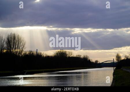 Naturschutzgebiet am Tibaum bei Hamm, Nordrhein-Westfalen. Deutschland. Stockfoto