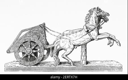 Roman Racing Chariot, Ancient roman Empire. Italien, Europa. Alte 19th Jahrhundert gravierte Illustration, El Mundo Ilustrado 1881 Stockfoto