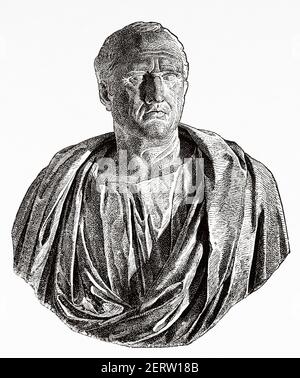 Marcus Tullius Cicero (106-43 v. Chr.) römischer Staatsmann, Rechtsanwalt, Gelehrter und Akademischer Skeptiker, antikes römisches Reich. Italien, Europa. Alte 19th Jahrhundert gravierte Illustration, El Mundo Ilustrado 1881 Stockfoto