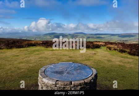 Der Blick nach Wales von der Pole Bank, dem Gipfel des Long Mynd, Church Stretton, Shropshire Stockfoto