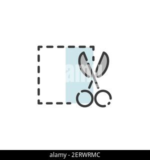Rabattgutschein. Ausschnittkarte und Schere. Ausgefülltes Farbsymbol. Isolierte Commerce-Vektor-Illustration Stock Vektor