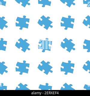 Blaue Puzzle Stücke nahtlose Muster. Ornament kann für Geschenkpapier verwendet werden, Muster füllt, Web-Seite Hintergrund, Oberflächenstrukturen und Stock Vektor