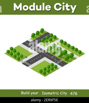 Perspektivischer Blick von oben auf das Stadtquartier der autobahn Stock Vektor