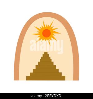 Abstrakter Kunstbogen und Sonne, Treppen mit Treppenmalhintergrund. Treppe zum Himmel zur Sonne. Moderne trendige Kunst. Bunte Boho Vektor Illustration Stock Vektor